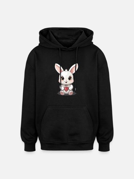 Bunny - Kawaii Style - Oversized Unisex Hoodie - black