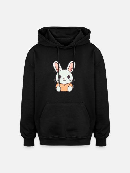 Hase - Kawaii Style - Oversized Unisex Hoodie - Schwarz