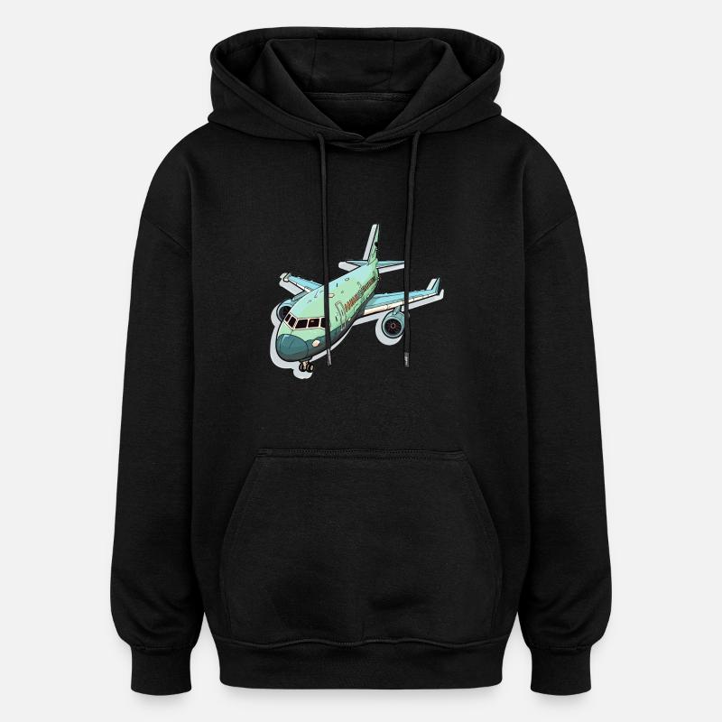 Flugzeug - Illustration - Oversized Unisex Hoodie - Schwarz