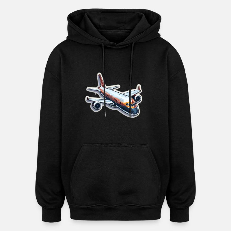 Flugzeug - Illustration - Oversized Unisex Hoodie - Schwarz