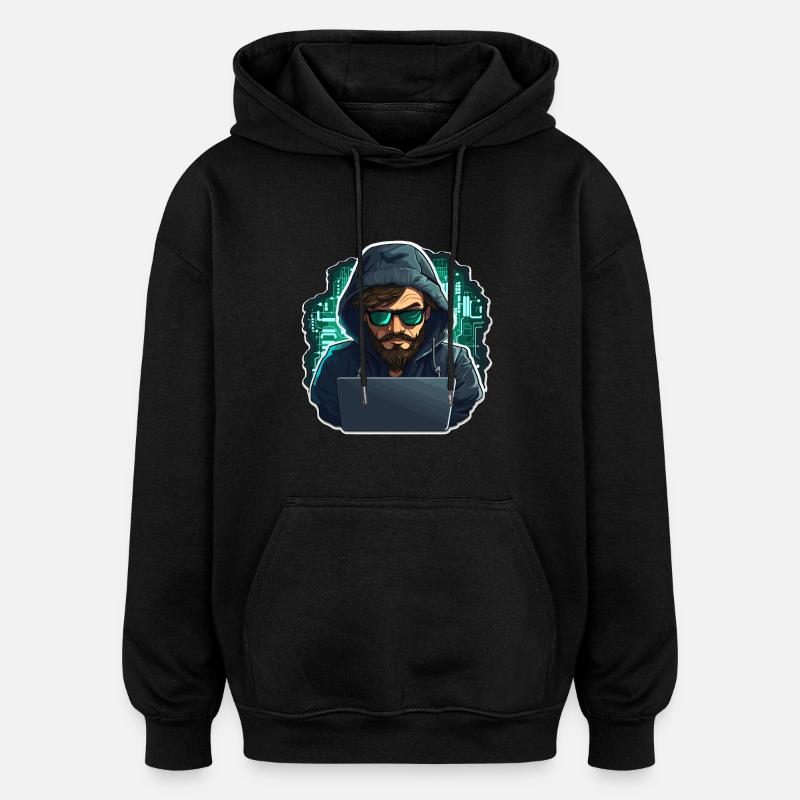 Hacker éthique - Illustration - Sweat à capuche oversize unisexe - noir