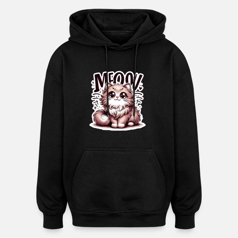 Miaou - Illustration de chat - Sweat à capuche oversize unisexe - noir