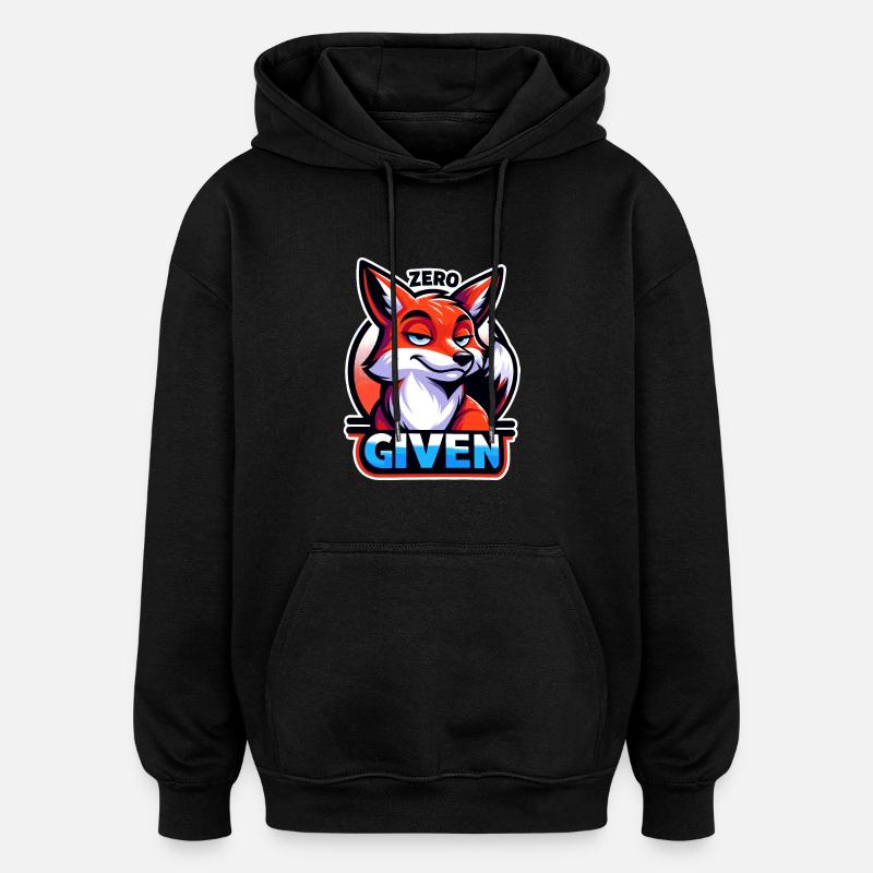 Zéro donné - Illustration de renard - Sweat à capuche oversize unisexe - noir