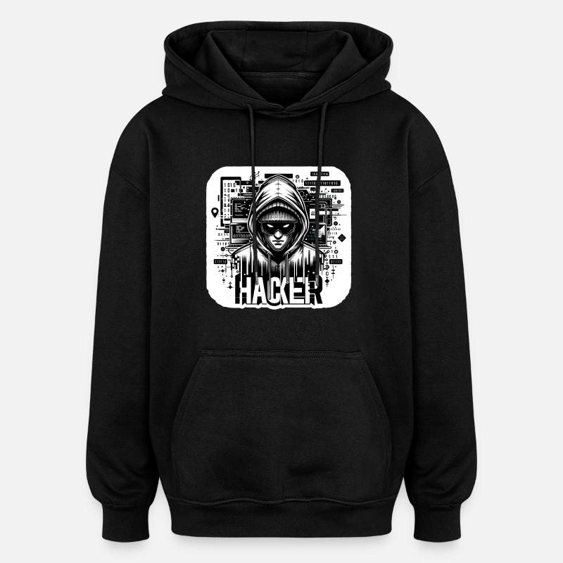 Hacker - Illustration - Sweat à capuche oversize unisexe - noir