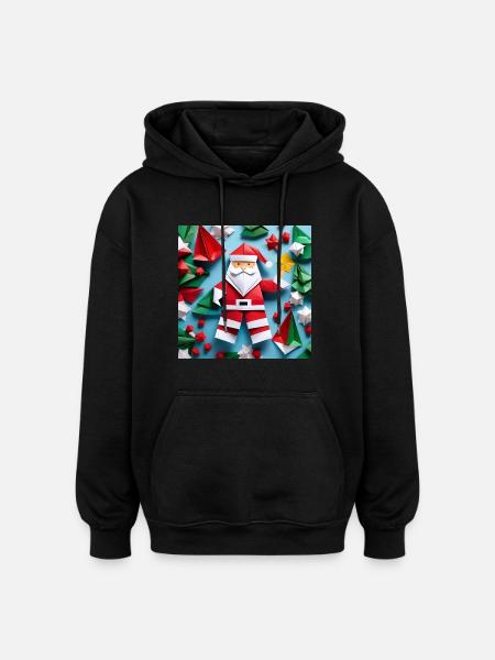 Origami Santa Clause - Oversized Unisex Hoodie - black