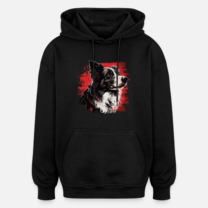 Border Collie Chien - Sweat à capuche oversize unisexe - noir
