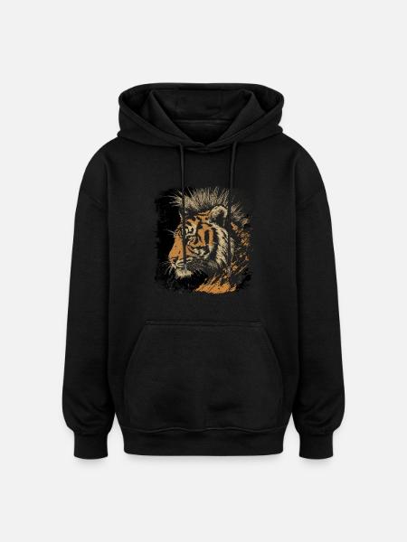 Tigerpunk - Oversized Unisex Hoodie - black