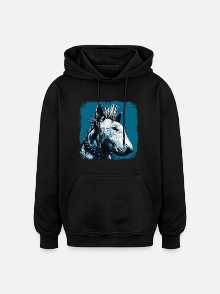 Punk Rock Bull Terrier - Oversized Unisex Hoodie - black