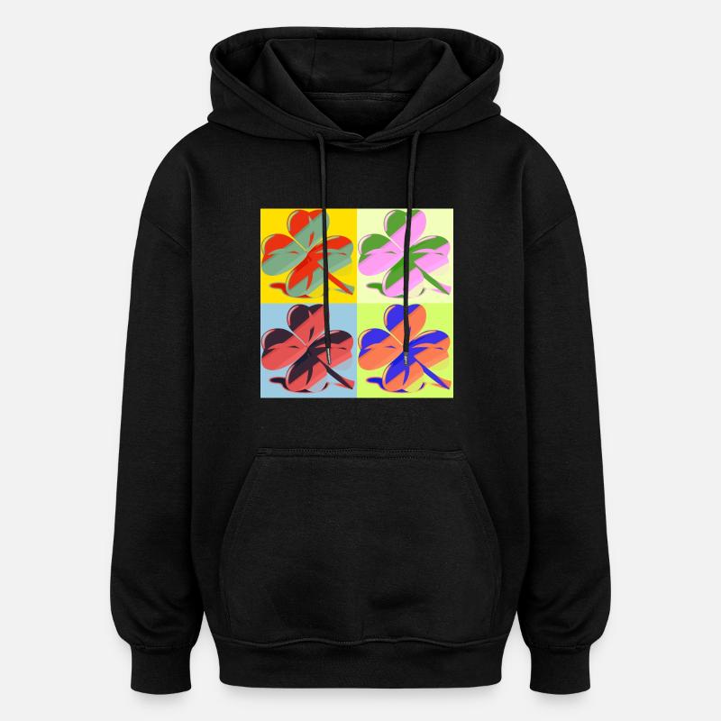 cloverleaf - Sweat à capuche oversize unisexe - noir