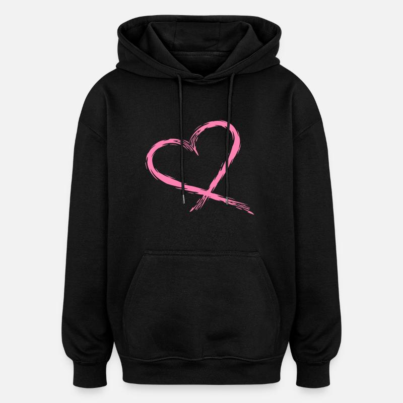 Coeur Rose - Sweat à capuche oversize unisexe - noir