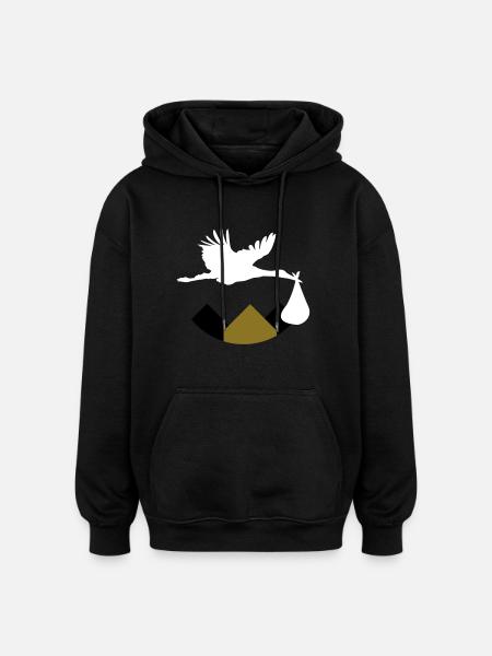 Stork & Baby (Vector) - Oversized Unisex Hoodie - black