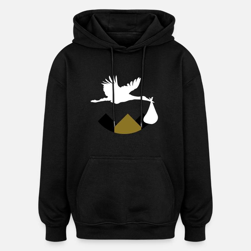 Stork & Baby (Vector) - Sweat à capuche oversize unisexe - noir