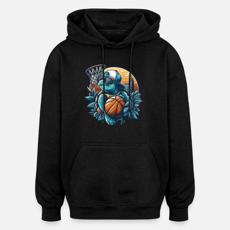 Basketball Turtle Sunglasses Gift - Oversized Unisex Hoodie - black