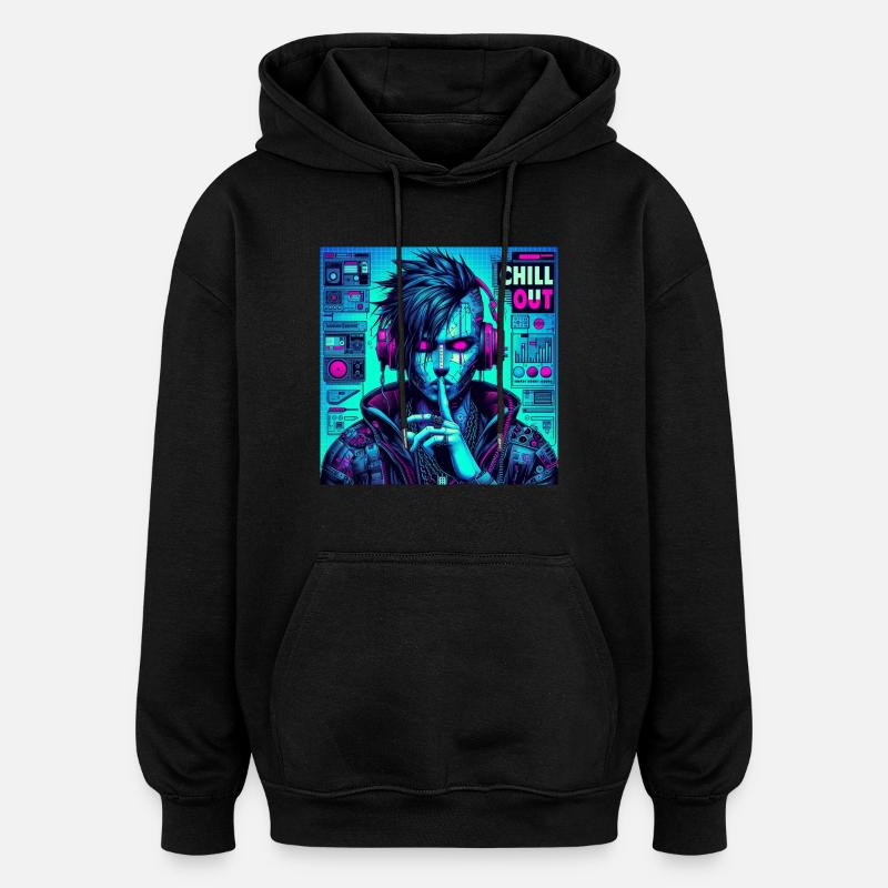 Chill doch - Oversized Unisex Hoodie - Schwarz