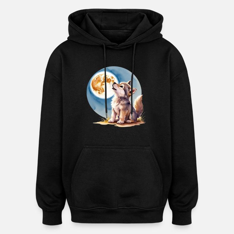 Bébé loup - Sweat à capuche oversize unisexe - noir