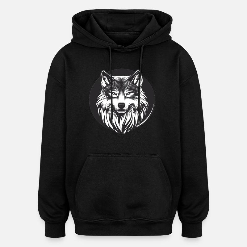 Wolf with a mesmerizing look - Oversized Unisex Hoodie - black