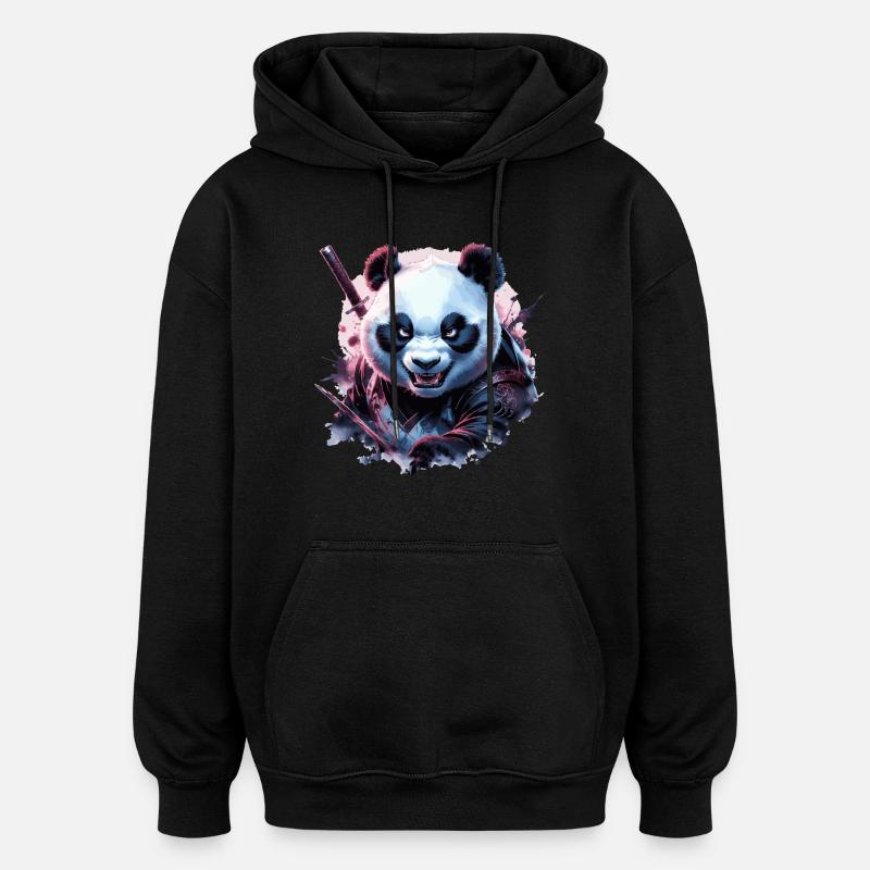 Panda ninja maléfique - Sweat à capuche oversize unisexe - noir