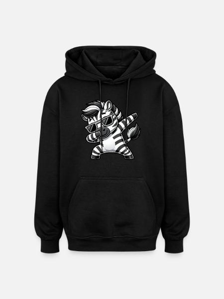 Cool Zebra Dab Cartoon with Sunglasses - Oversized Unisex Hoodie - black