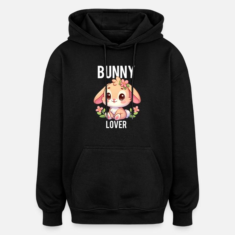 bunny lover 2 - Sweat à capuche oversize unisexe - noir