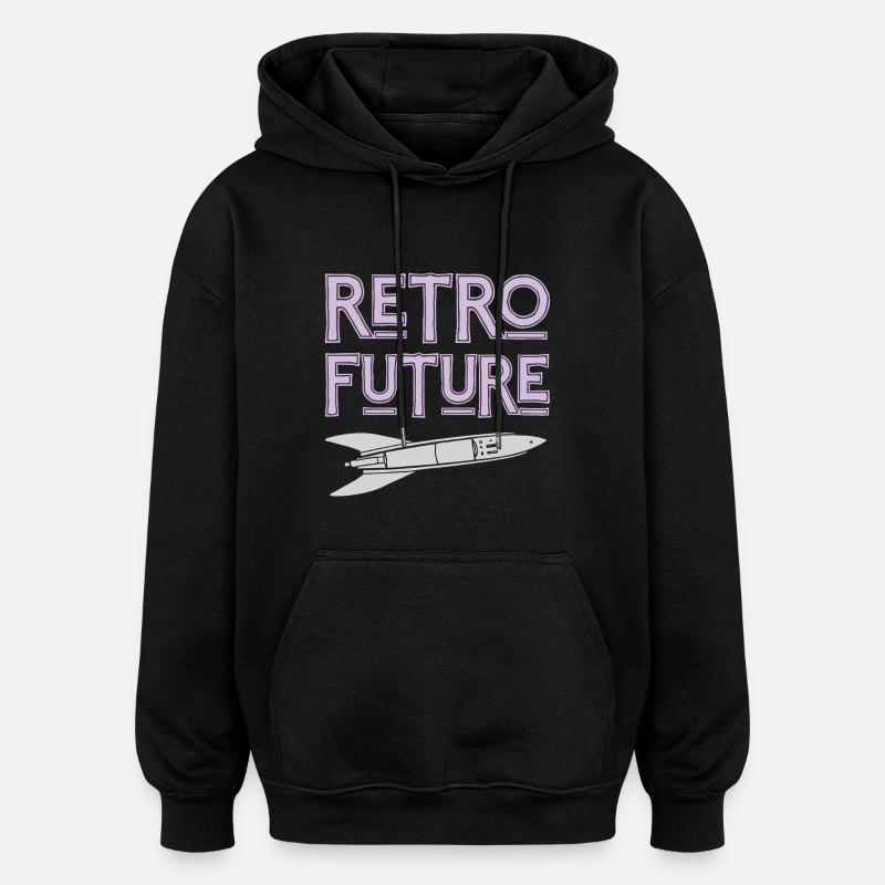 Retro Future Rakete Nostalgie - Oversized Unisex Hoodie - Schwarz