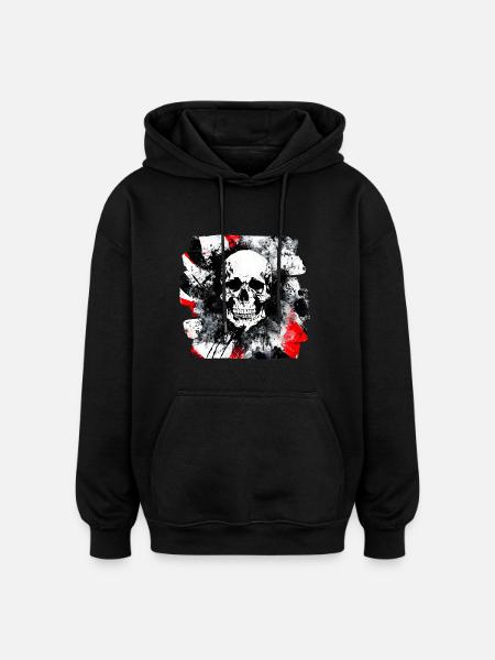 Skull Trash Polka Biker Culture - Oversized Unisex Hoodie - black