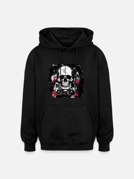 Skull Trash Polka Biker Culture - Oversized Unisex Hoodie - black