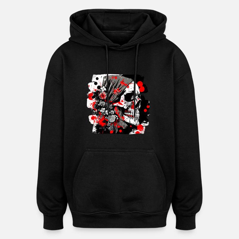 Skull Splash Trash Polka Tattoo - Oversized Unisex Hoodie - black
