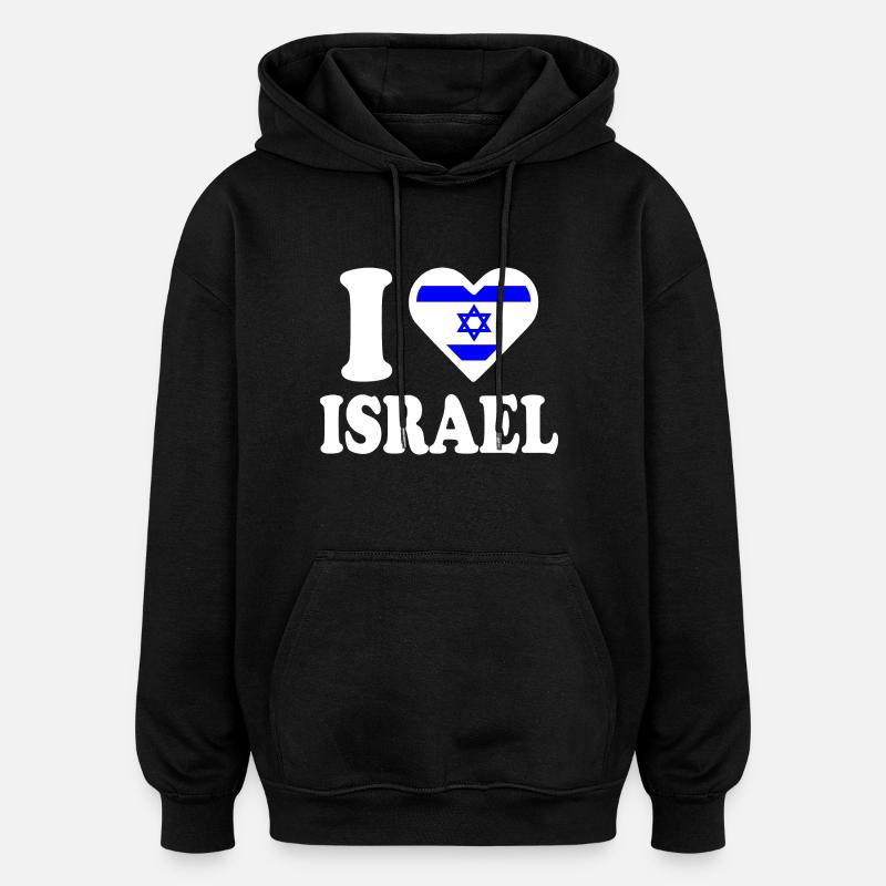 I love israel - Sweat à capuche oversize unisexe - noir