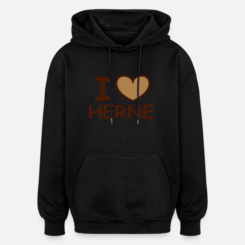 I ♥ Herne - Sweat à capuche oversize unisexe - noir