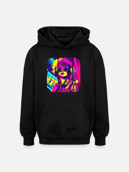 80s Retro Radio Star - Oversized Unisex Hoodie - black