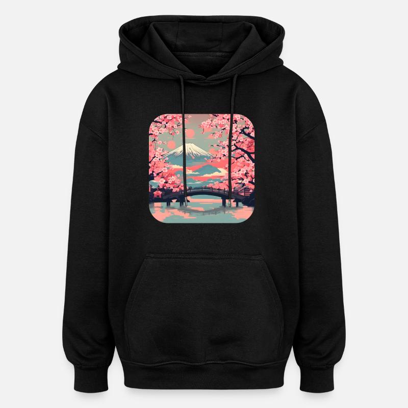 Tokio Tempel Kirschblüte Weltreise - Oversized Unisex Hoodie - Schwarz