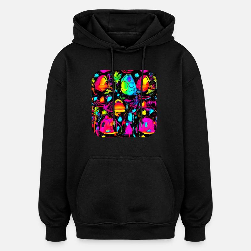 Néon Créatif Cyberglow Style Moderne - Sweat à capuche oversize unisexe - noir