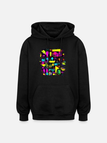 Neon Creative Cyberglow Modern Style - Oversized Unisex Hoodie - black