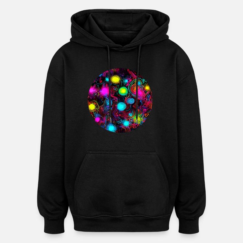 Néon style abstrait tendance UV - Sweat à capuche oversize unisexe - noir