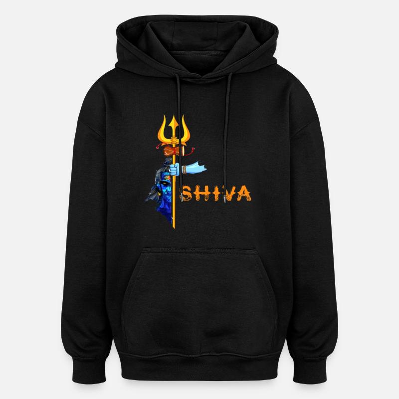 Shiva - Sweat à capuche oversize unisexe - noir