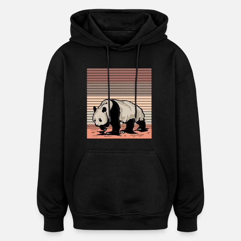 Pandabär - Sweat à capuche oversize unisexe - noir