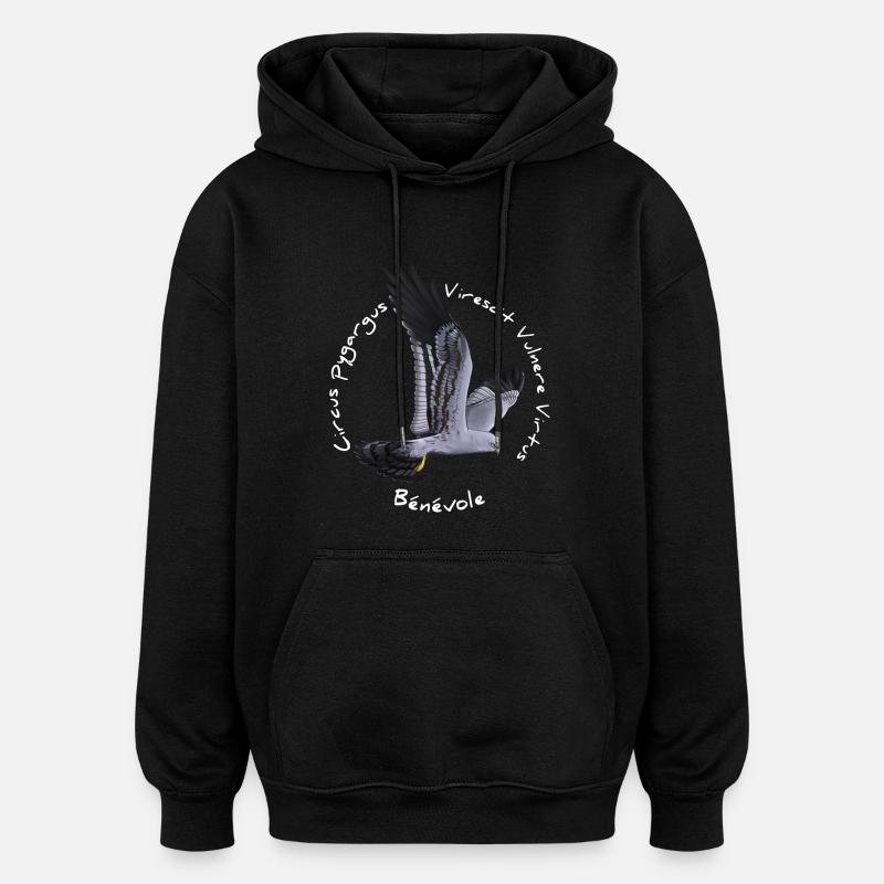 Busard cendré - Sweat à capuche oversize unisexe - noir