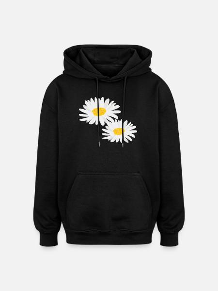 Flower Daisies - Oversized Unisex Hoodie - black