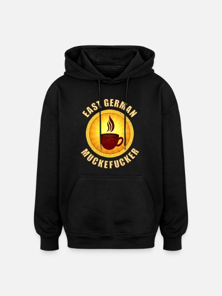 DDR coffee muckefuck with cup in retro style - Oversized Unisex Hoodie - black