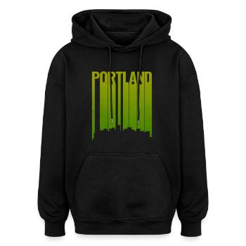 La silhouette de Portland est vert vif - Sweat à capuche oversize unisexe - noir - Devant - Noah (186cm)