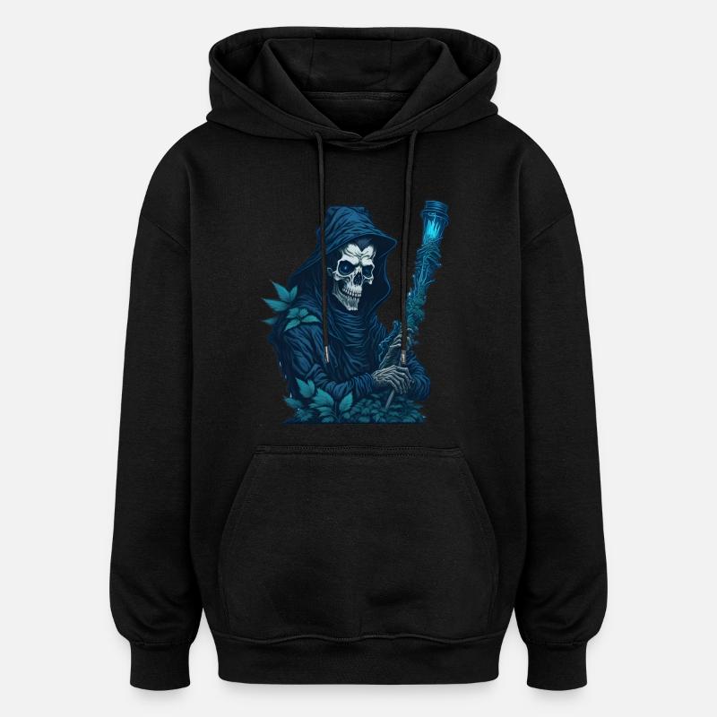 Sensenmann mit Gras Pfeife - Oversized Unisex Hoodie - Schwarz