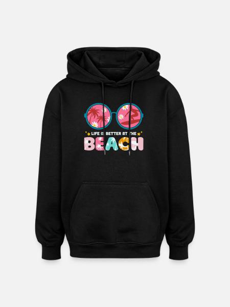 summer holidays, summer, hello summer - Oversized Unisex Hoodie - black