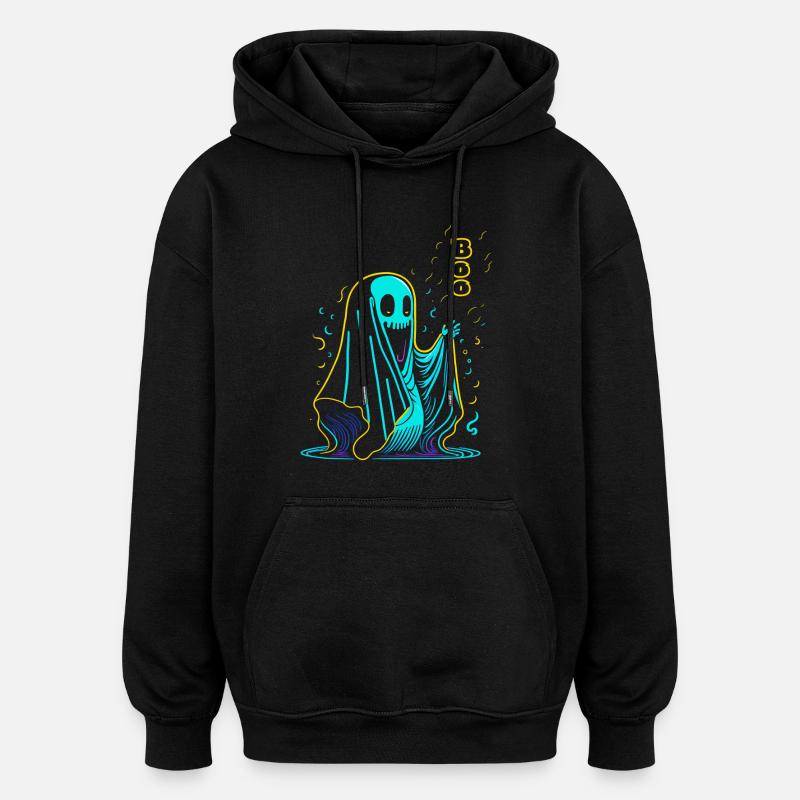 Fantôme d’Halloween négligé - Sweat à capuche oversize unisexe - noir