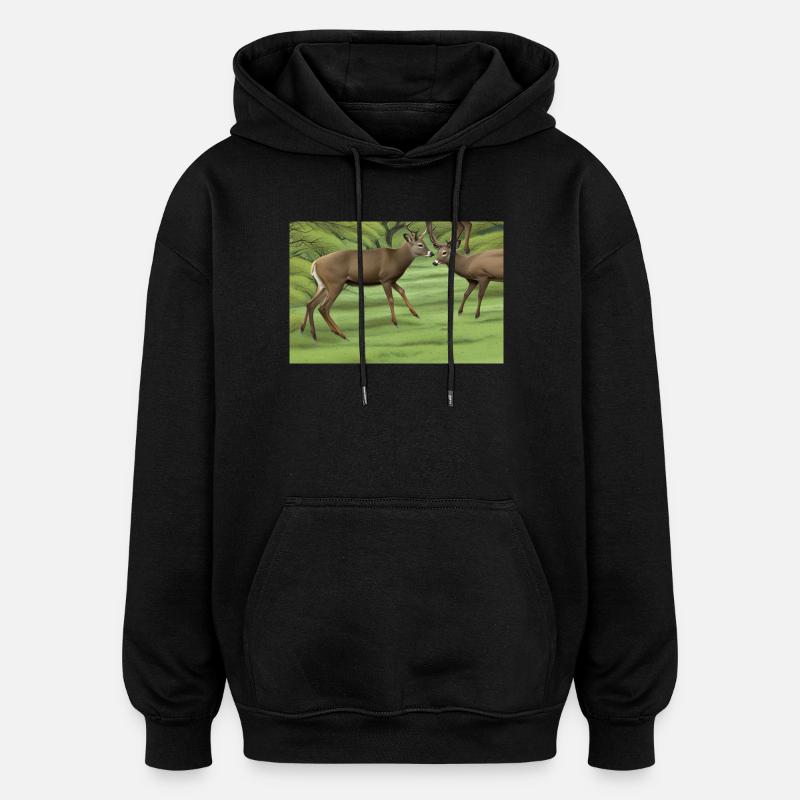 Hirsche Hirsche - Oversized Unisex Hoodie - Schwarz