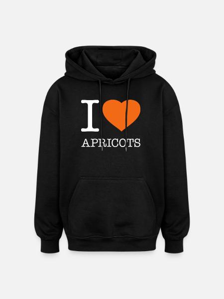 J’AIME LES ABRICOTS Aprikosen - Sweat à capuche oversize unisexe - noir