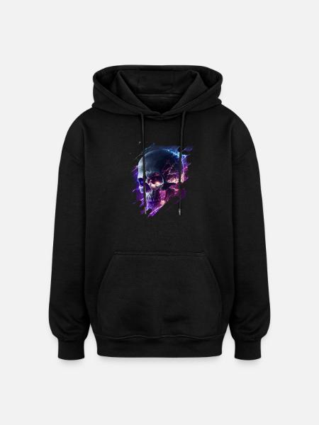 Neon-Kriegs Skull Design - Oversized Unisex Hoodie - Schwarz