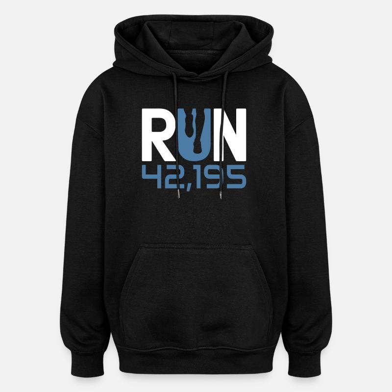 Marathon Runner Run 42 195 finishers - Sweat à capuche oversize unisexe - noir