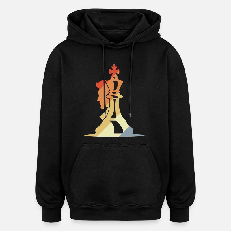 Croquis de joueur d’échecs rétro - Sweat à capuche oversize unisexe - noir