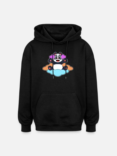Panda Clouds - Oversized Unisex Hoodie - black