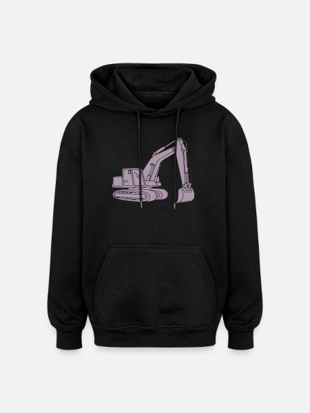 Bagger Silhouette Baugeräteführer Tiefbau - Oversized Unisex Hoodie - Schwarz